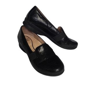 Dansko Addy Black Crackle Leather Slip On Loafers EU 38 US 7.5/8